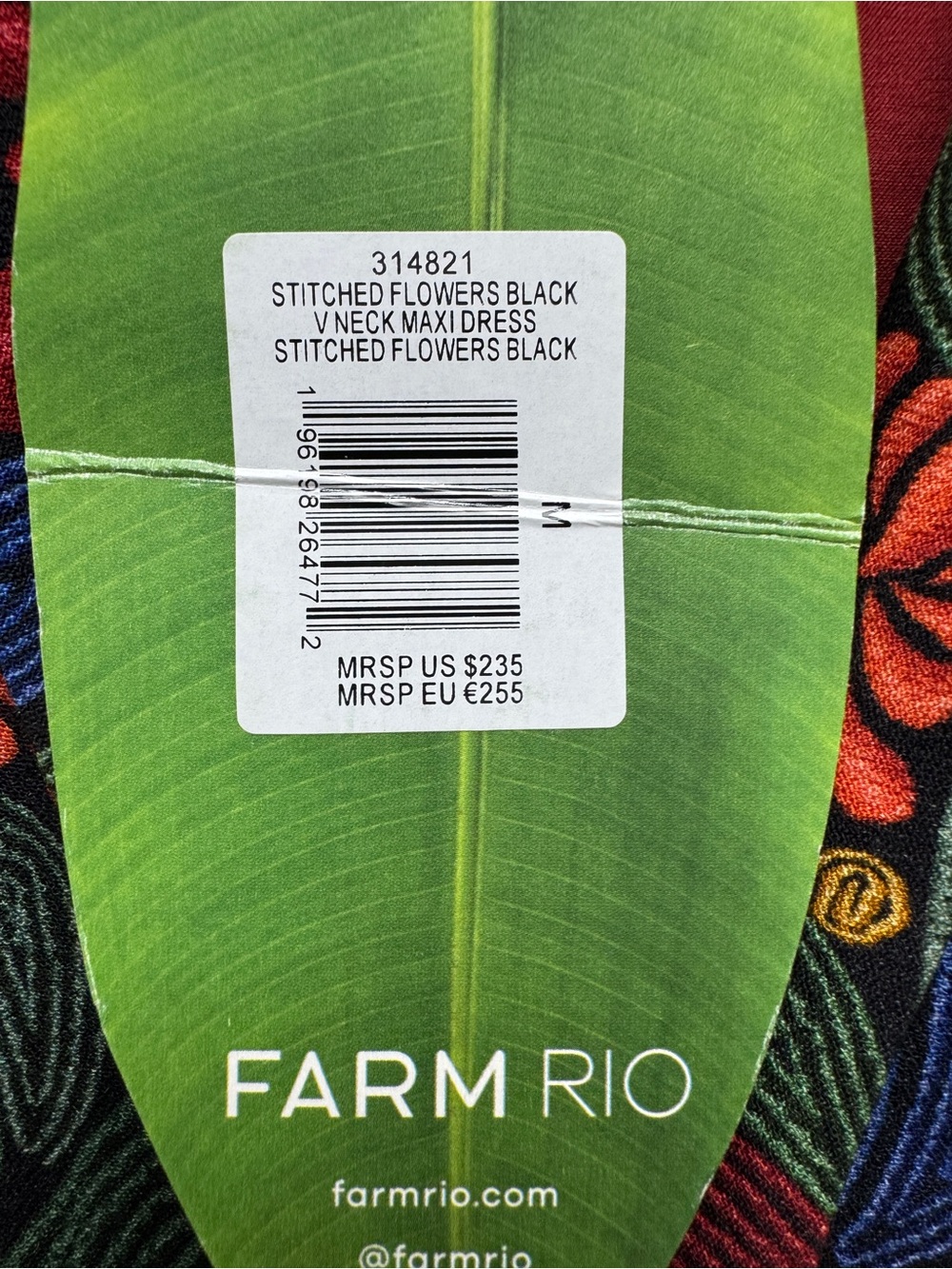 Farm Rio Stitched Flowers V Neck Midi Dress Floral Mutlicolor Medium - Picture 8 of 11